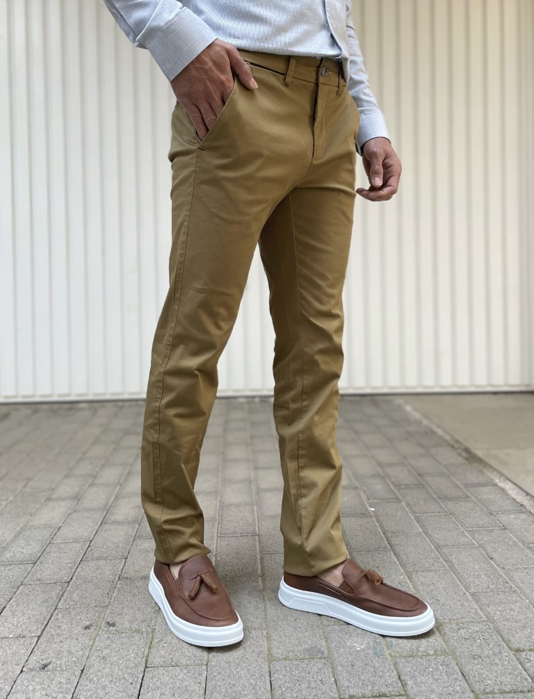 Trial ανδρικό ταμπά υφασμάτινο Chinos παντελόνι 24 LoganT φωτογραφία